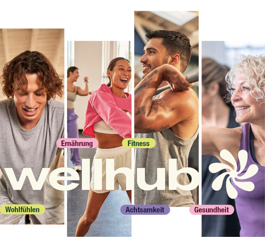 Fotocollage Fitness mit Wellhub_Logo
