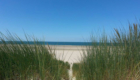 Renesse - Blick auf den Sandstrand bei blauem Himmel